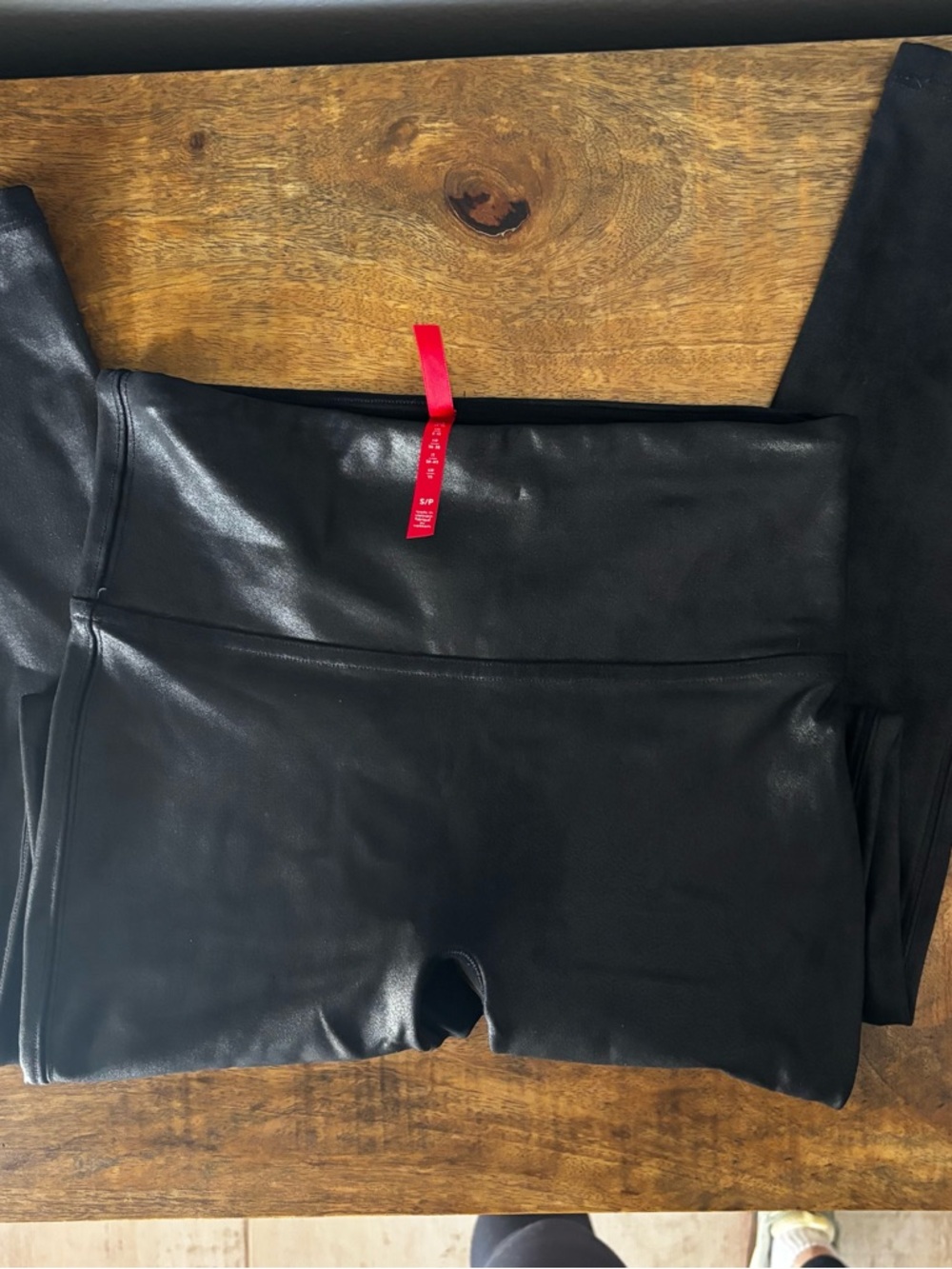 SPANX Black High-Shine Faux Leather Leggings
